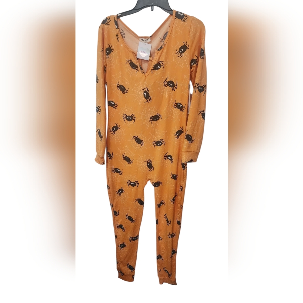 Halloween Womans Bodysuit With Headband Skeleton, Bats, Skulls, Or Pumpkins - Picture 5 of 6